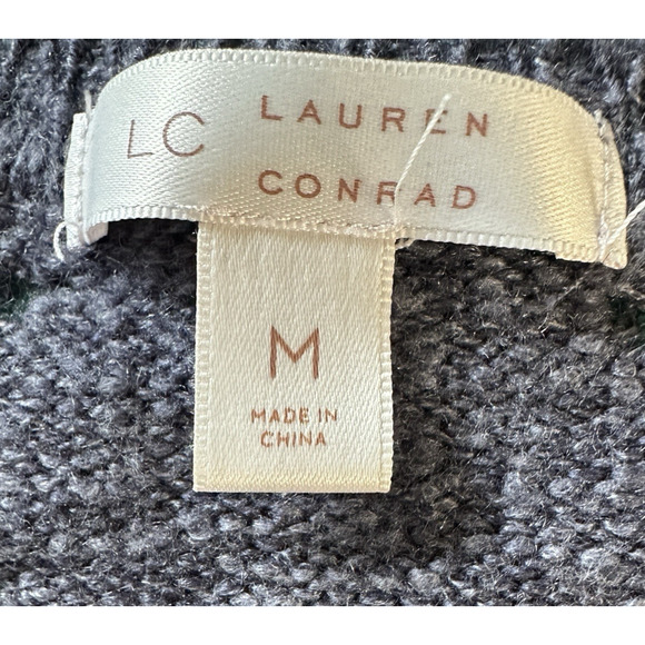 LC Lauren Conrad Grey Bell Sleeve‎ Open Knit Sweater Size Medium - Picture 3 of 5